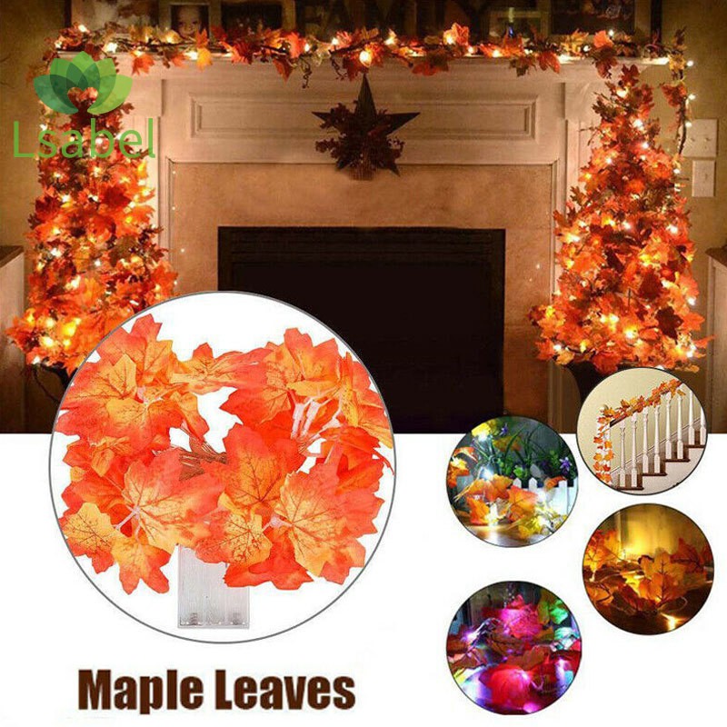 Leds Maple Leaf Fairy Stringlight Fall Garland Lamp Autumn Wedding