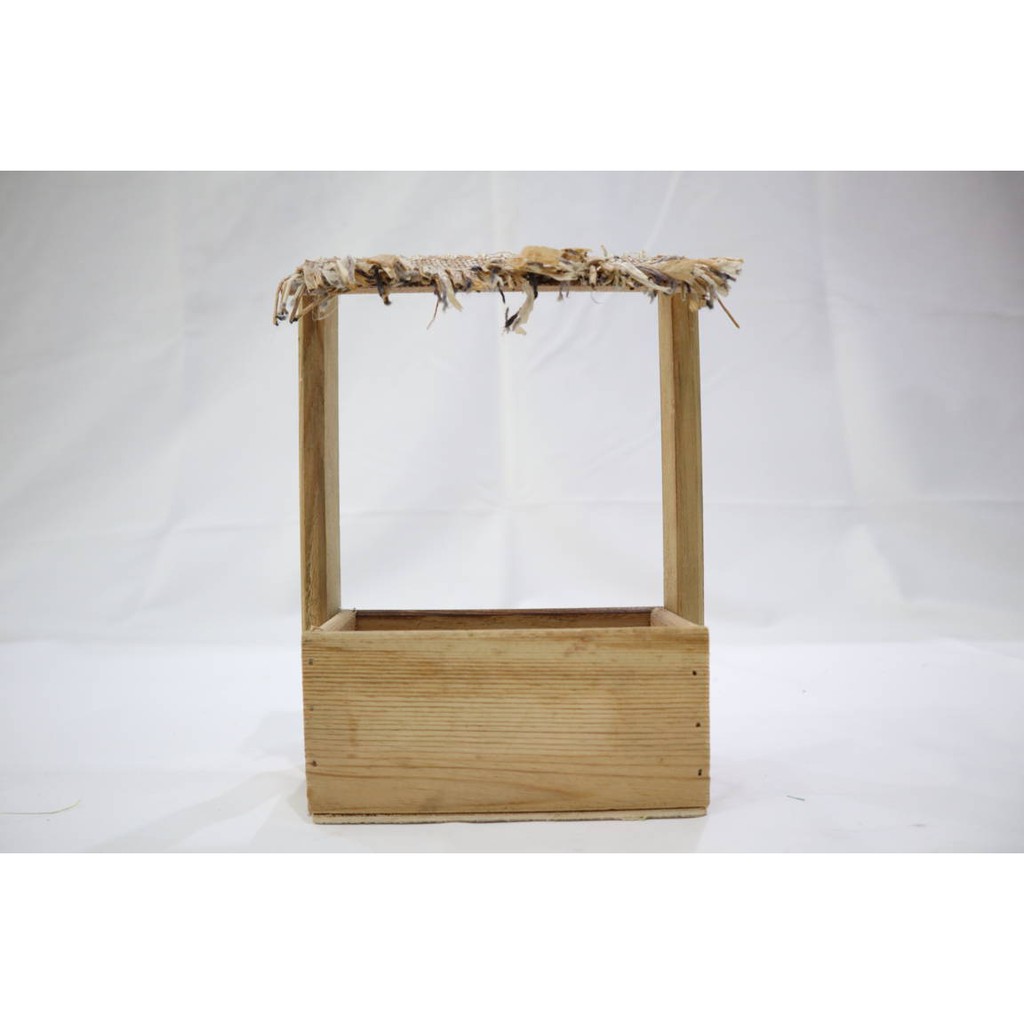 [8919] Pot Panjangan Anyaman Bambu Interior (Pot Kayu)