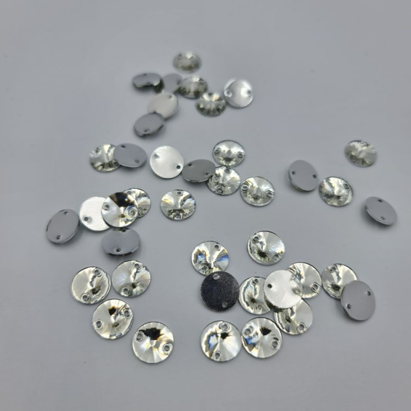 DIAMON RESIN BENING PUTIH MOTIF BULAT LANCIP UK. 12 MM KUALITAS PREMIUM KILAU PER LUSIN