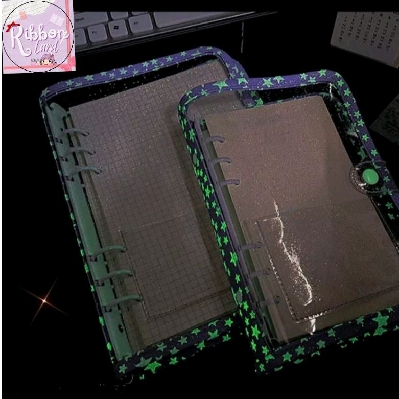 

SobatSaga A5 Cover Glitter Binder STAR GLOW IN THE DARK 6 Ring Besi Warna Diary Notebook
