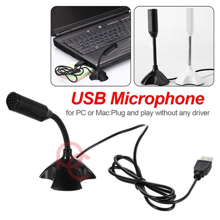 KEBIDU Microphone Laptop Komputer USB / Microphone PC Laptop Meeting Conference Video Call Podacast Gaming Mikrofon / Universal USB Mini Mic / Portable Adjustable Studio Speech Mini USB Microphone Stand Mic With Holder - M-306 - Black