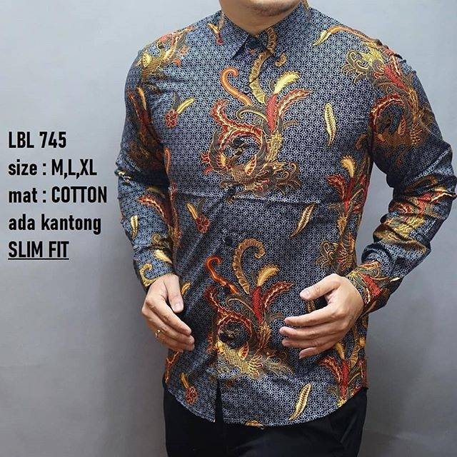 LBL 745 HEM KEMEJA BATIK PRIA SLIM FIT LENGAN PANJANG LUIGI BATANI