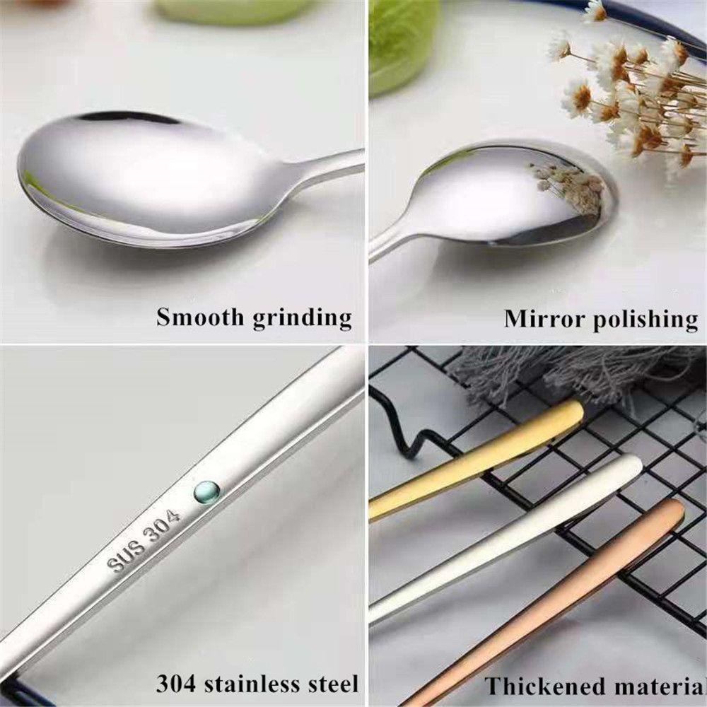 Solighter Sendok Kopi Stainless Steel Kesederhanaan Halus Mirror Polish Dessert Spoon