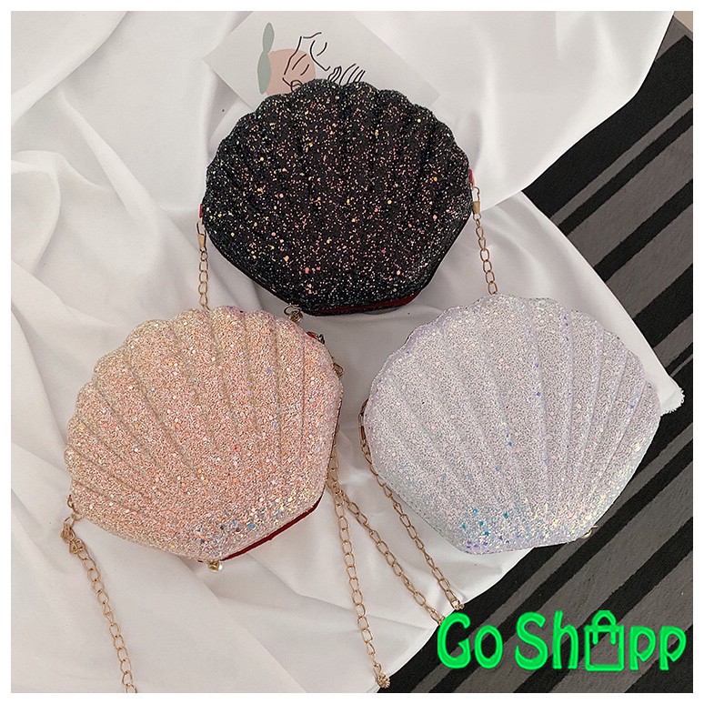 Tas Selempang Model Kerang Bling Bling - Tas Fashion Wanita Import - Tas Model Kerang Lucu [SL18]