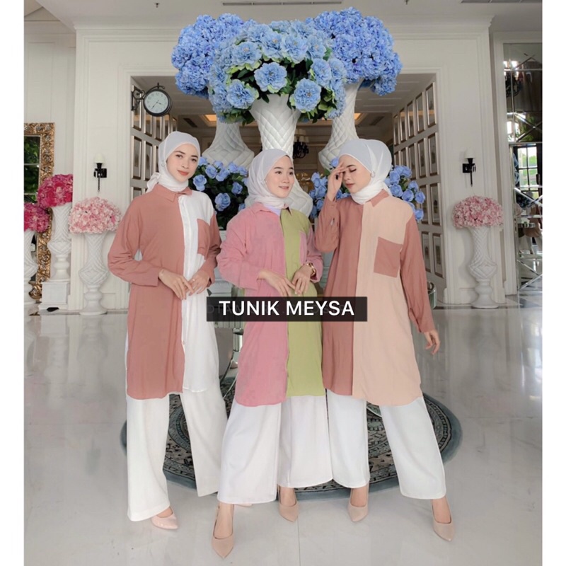 TUNIK KEMEJA KOMBINASI 2 WARNA BAJU ATASAN WANITA KEMEJA WANITA PREMIUM