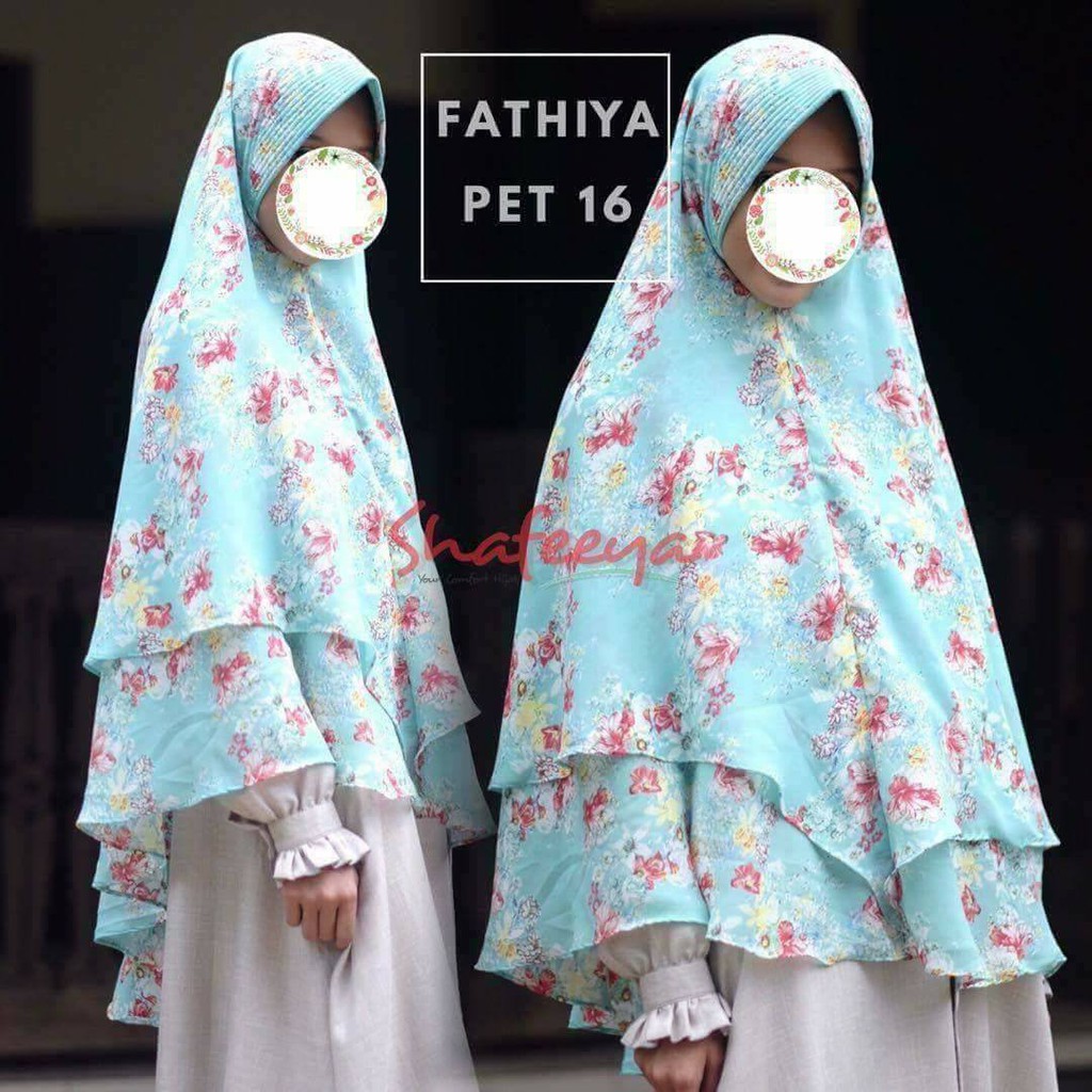 Khimar Motif Fathiya warna Mint by Shafeeya