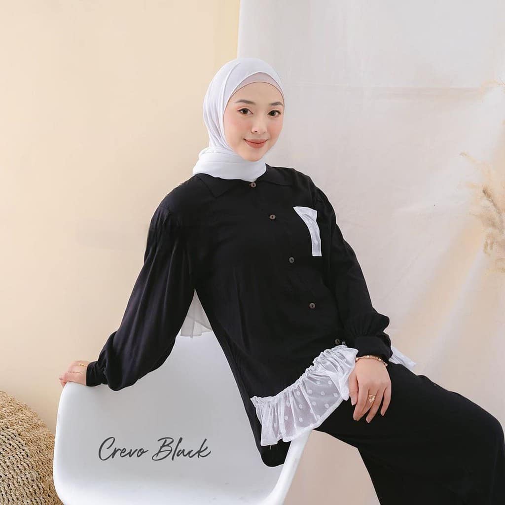 One set Rayon Viscose Busui Ld 100 - 110 Motif Kekinian-CREVO BLACK LD100