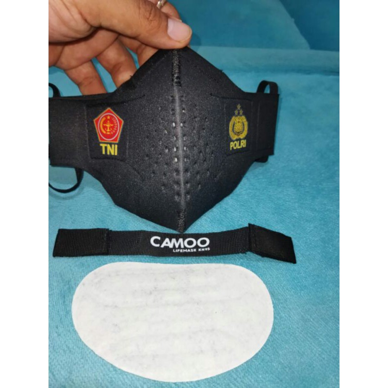Masker Camoo TNI POLRI Lifemask V3 Filter KN95 Karbon Aktif Bebas Nafas