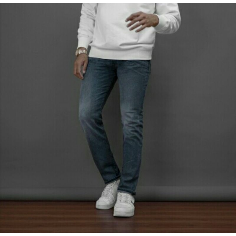 CELANA PRIA EXPRESS JEANS ROCCO SLIM FIT SKINNY LEG BLUE WASHED STRETCH