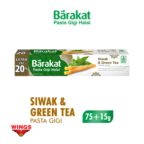 Barakat Pasta Gigi Siwak &amp; Greentea Tube 75+15gr