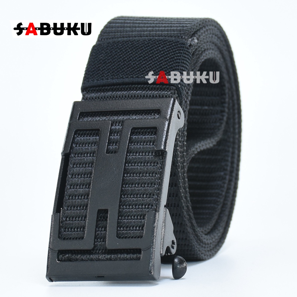 Ikat Pinggang Pria Canvas Kain Nylon Men Belt Nylon Canvas Kepala Logam Besi Men Belt - 165