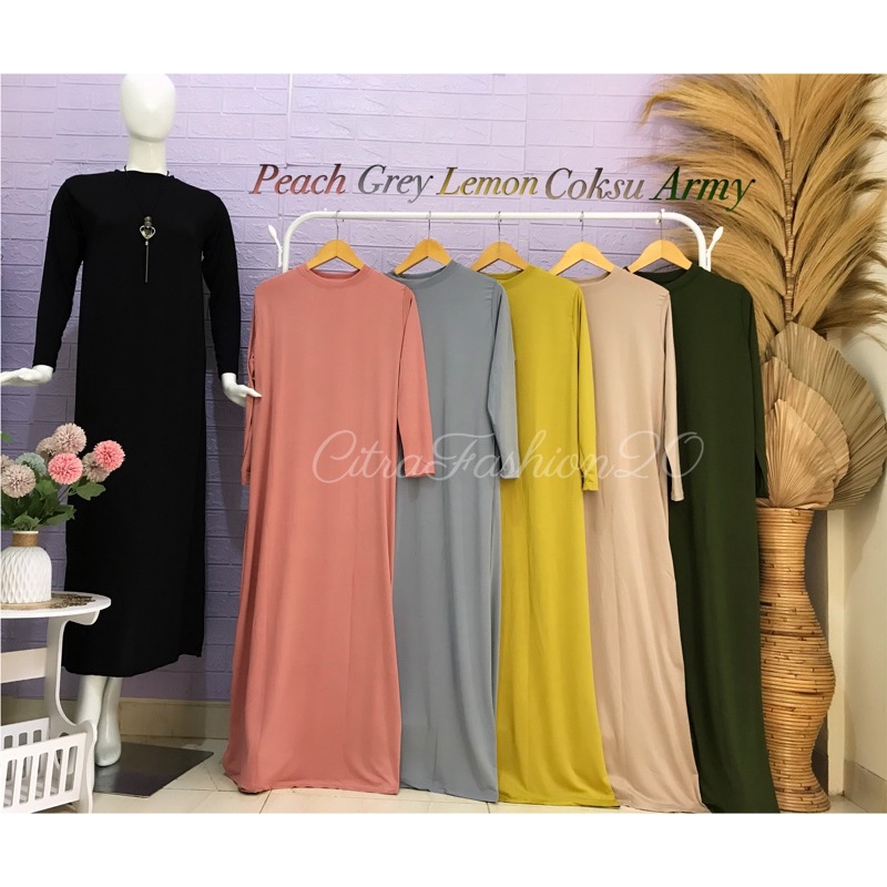GAMIS MANSET LENGAN PANJANG | GAMIS MANSET DALAMAN JERSEY PREMIUM
