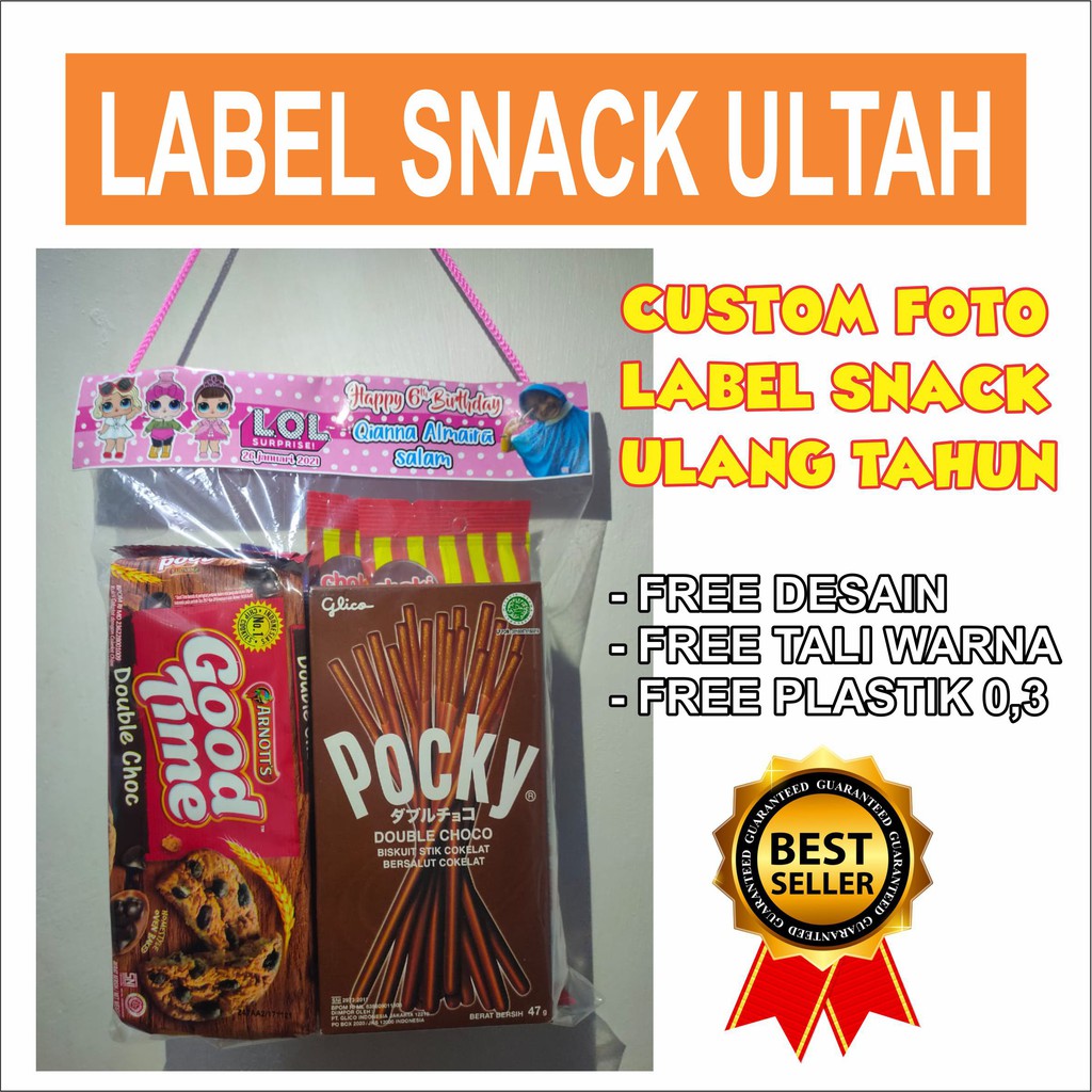 

Label + Plastik Snack ultah custom FREE DESAIN