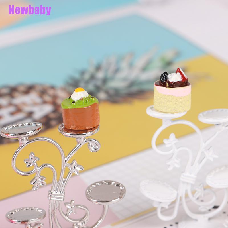 (Newbaby) Miniatur Stand Kue / Buah Skala 1: 12 Untuk Dekorasi Dapur Rumah Boneka Diy