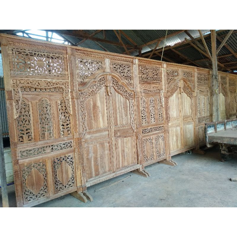 gebyok pelaminan jati / gebyok jati 8 meter / gebyok jawa