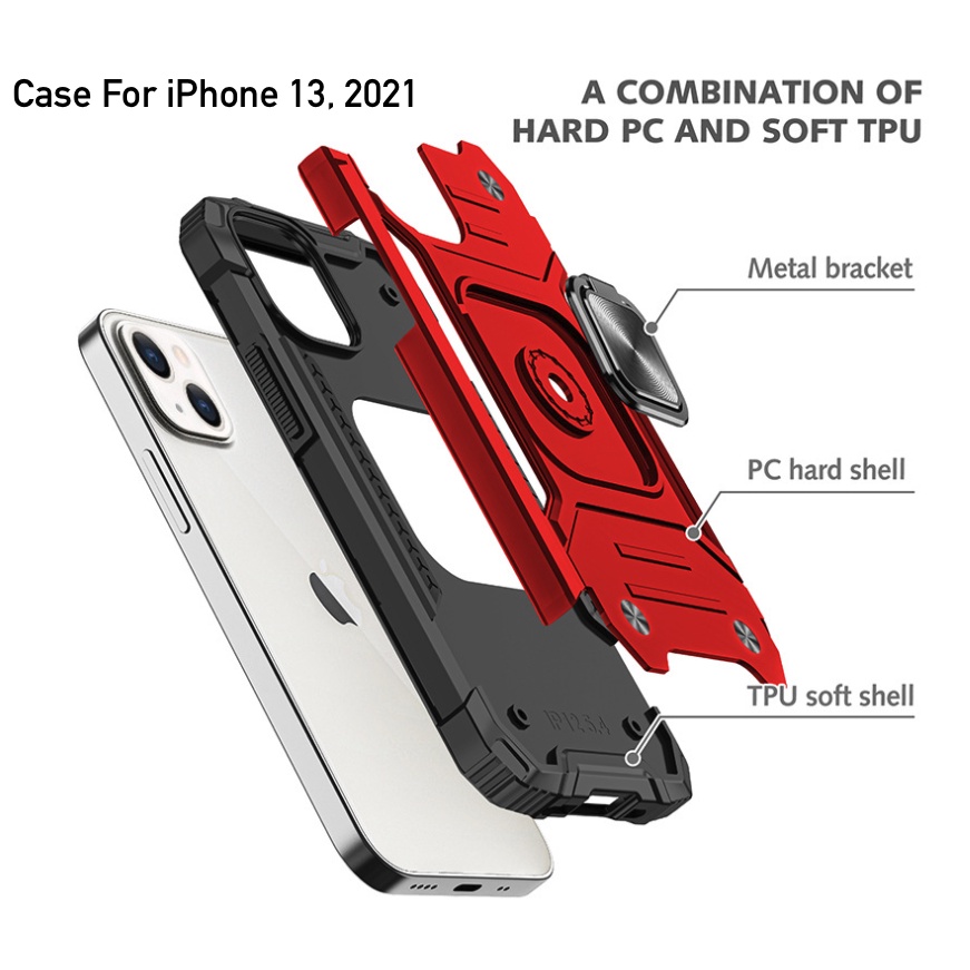 iPhone 13 Dual Layer Protective Case with Ring Kickstand