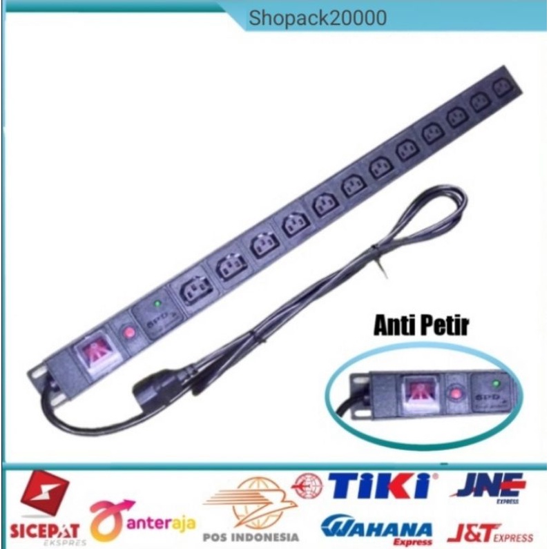 PDU Power Distribution Unit/Stop kontak PDU 12 port C13 1 Switch