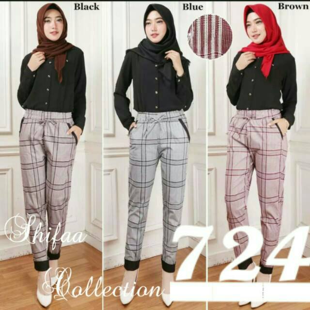 Celana Luna Stik Balik Katun Streach Kotak (BB 45-60 Kg / All Size)