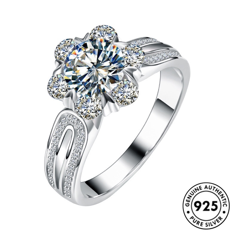 Cincin Sterling Silver 925 Model Bunga Elegan Untuk Wanita