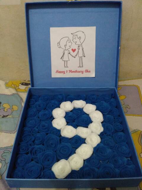 READY Gift box bunga flanel hadiah ultah kado valentine custom angka / huruf / love)