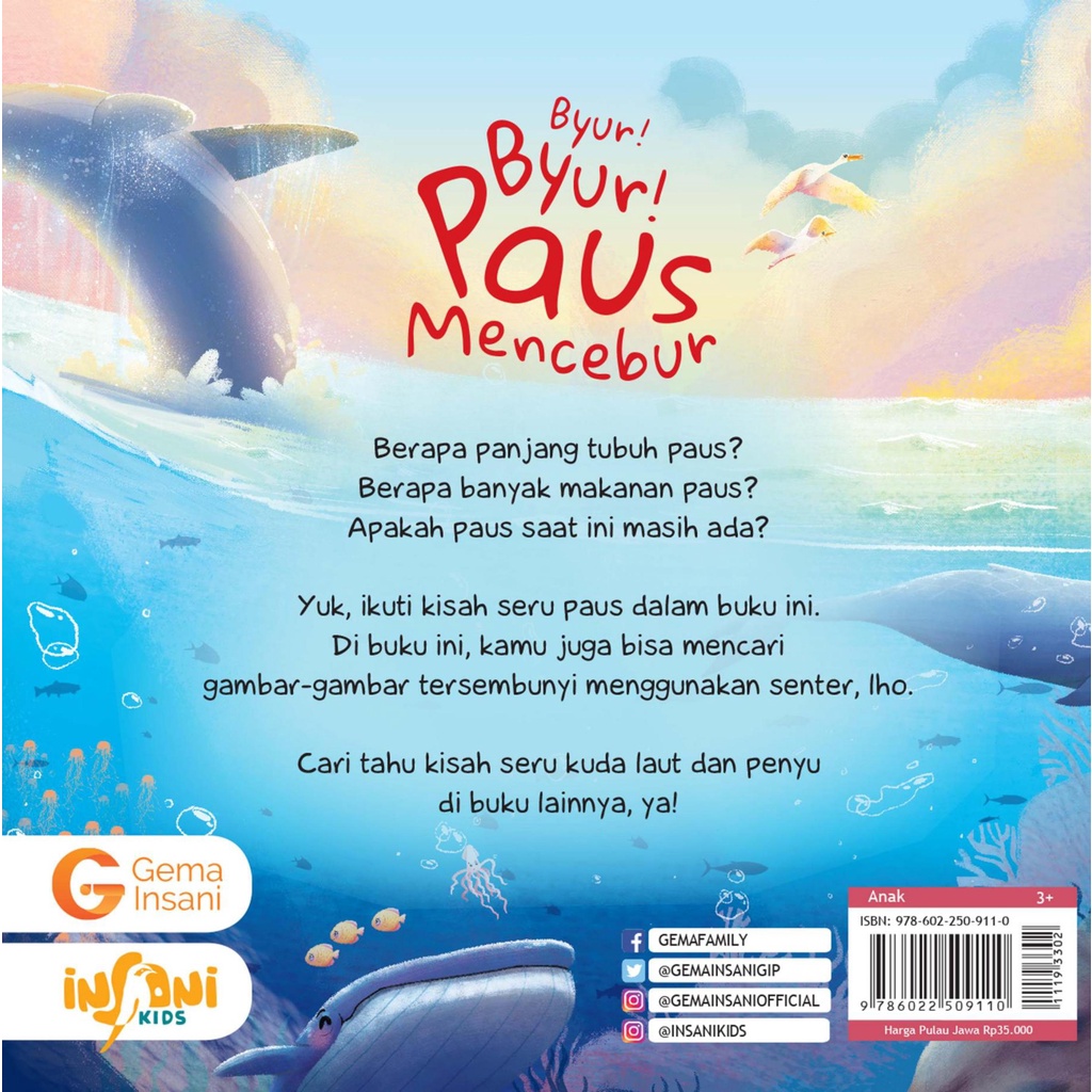 Buku Seri Hewan Laut - Byur! Byur! Paus Mencebur - Gema Insani 100% Original