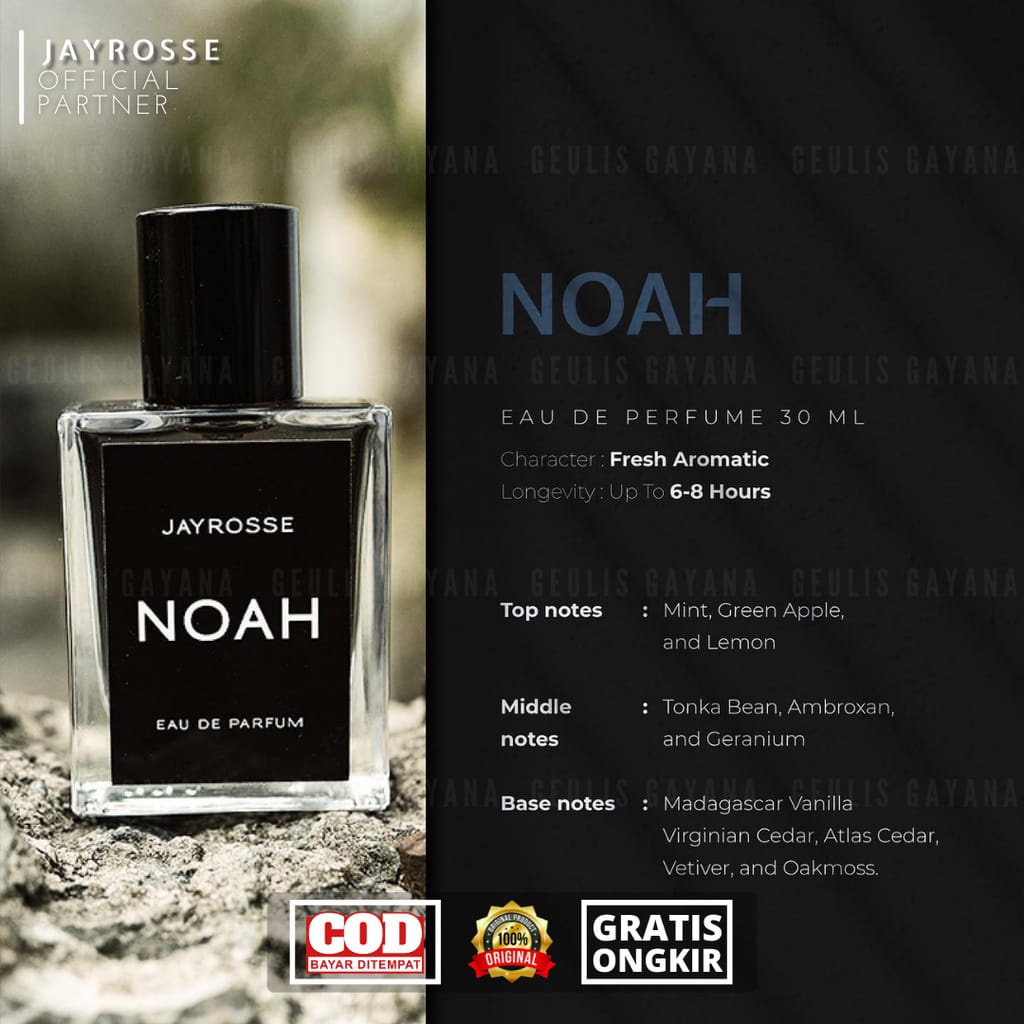 TERPOPULER Parfum Jayrosse noah Original parfum pria tahan lama pemikat wanita ( Parfum ini tidak me