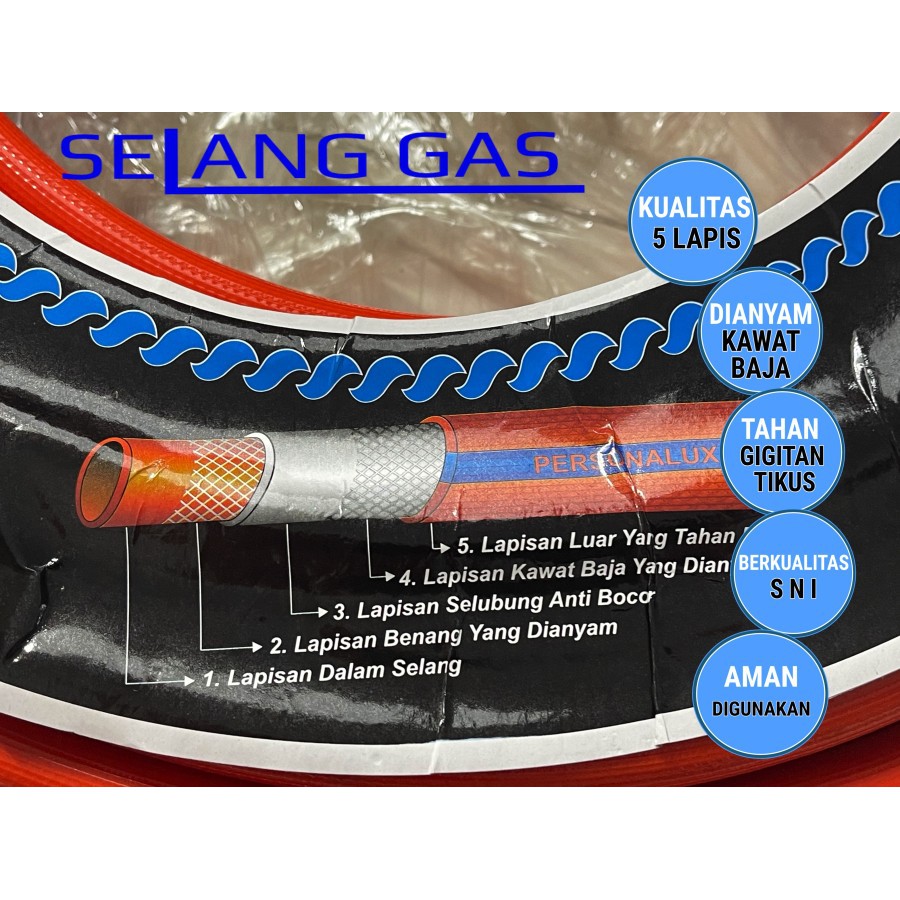 Selang GAS 5 Lapis SNI METERAN UNTUK REGULATOR