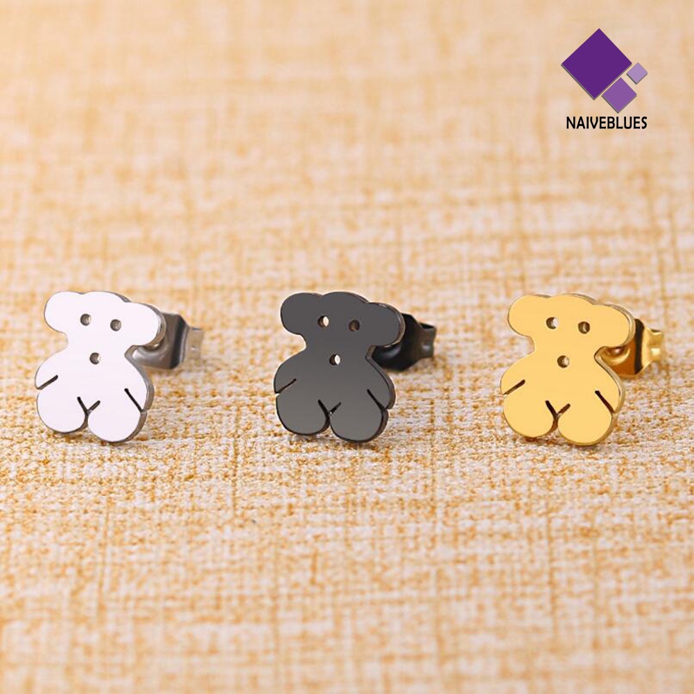 Anting Stud Mini Bahan Stainless Steel Motif Kartun Untuk Wanita