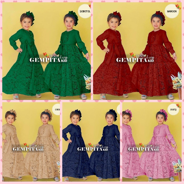 GAMIS SYARI PESTA ANAK MUSLIM PEREMPUAN MEWAH BROKAT,BAJU MUSLIM GOOD