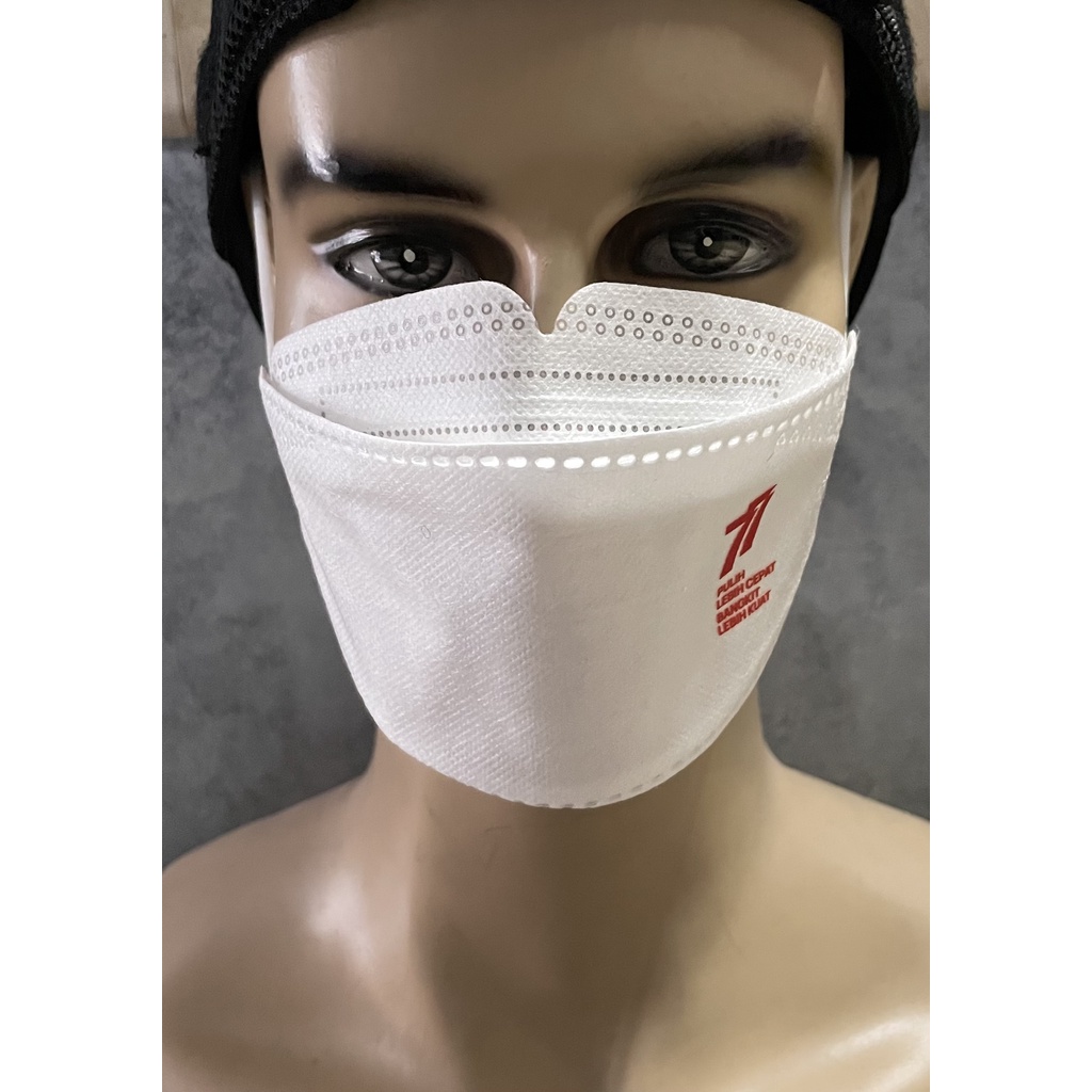 Masker Putih 77 - Masker HUT RI 77 - Masker Merah Putih KF94 HUT RI 77