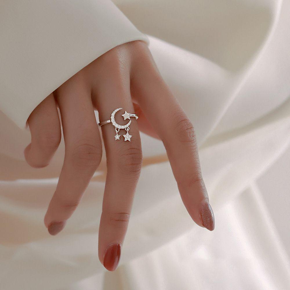 Mxbeauty Wanita Cincin Tidak Teratur Menawan Terbuka Rings Bulan Geometris Gadis Hadiah Fashion Perhiasan