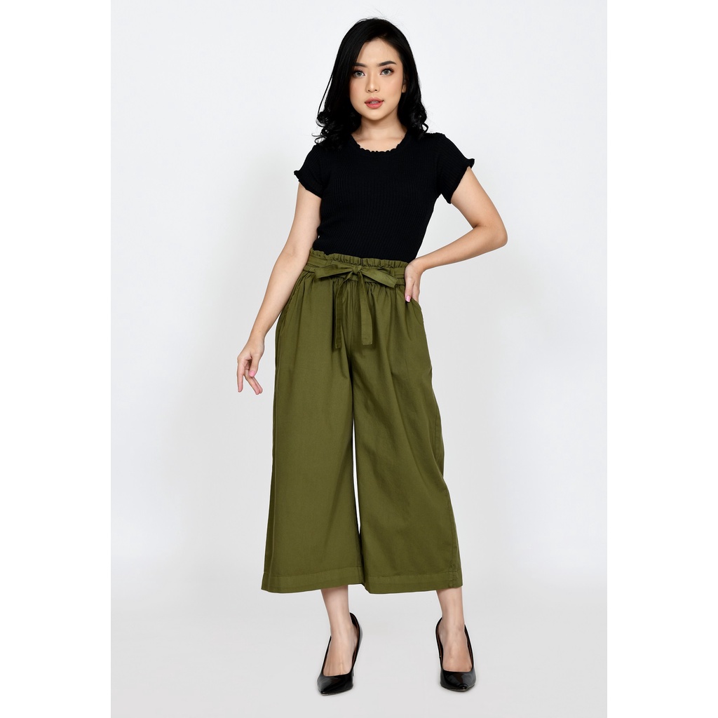Celana panjang wanita 7per9 kulot katun jumbo fit  XL Lezahrasignature Cropped Kulot Mona