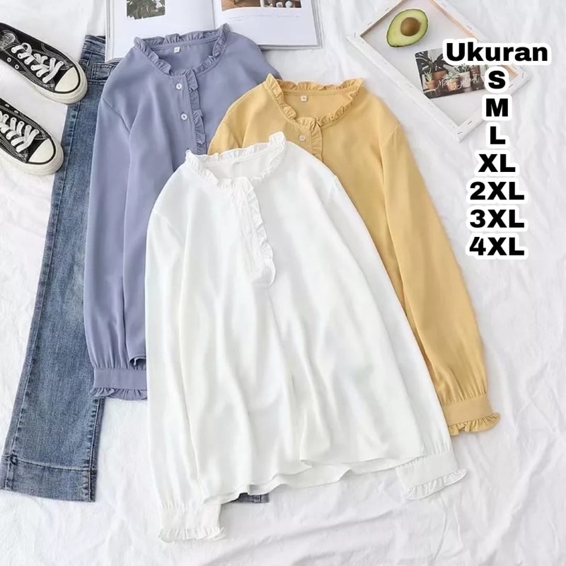 Arsila Blouse - Ukuran S M L XL XXL XXXL XXXXL 2XL 3XL 4XL 2L 3L 4L 5L Kemeja Kerja Big Size - Kemeja Jumbo - Baju Korea - Atasan Wanita