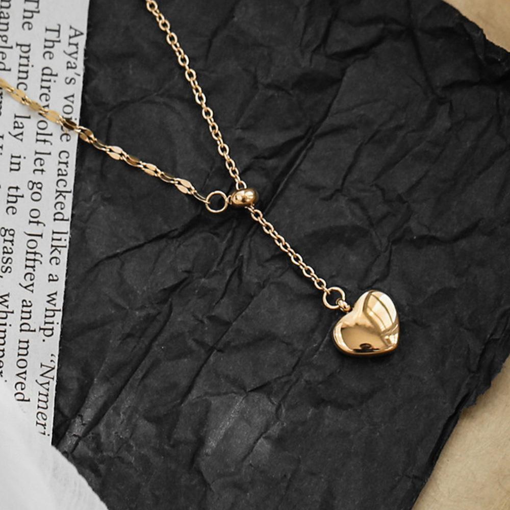 Kalung Hati Agustina Tidak Luntur Dapat Disesuaikan Berlapis Emas Kuning Kepribadian Fashion Baja Titanium Hati Chocker