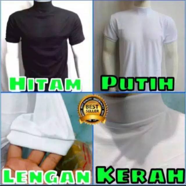 Kaos Hitam Polos Kerah Tinggi/Kaos Hitam Polos/Kaos Kerah Tinggi Putih Polos/Baju Kerah Tinggi