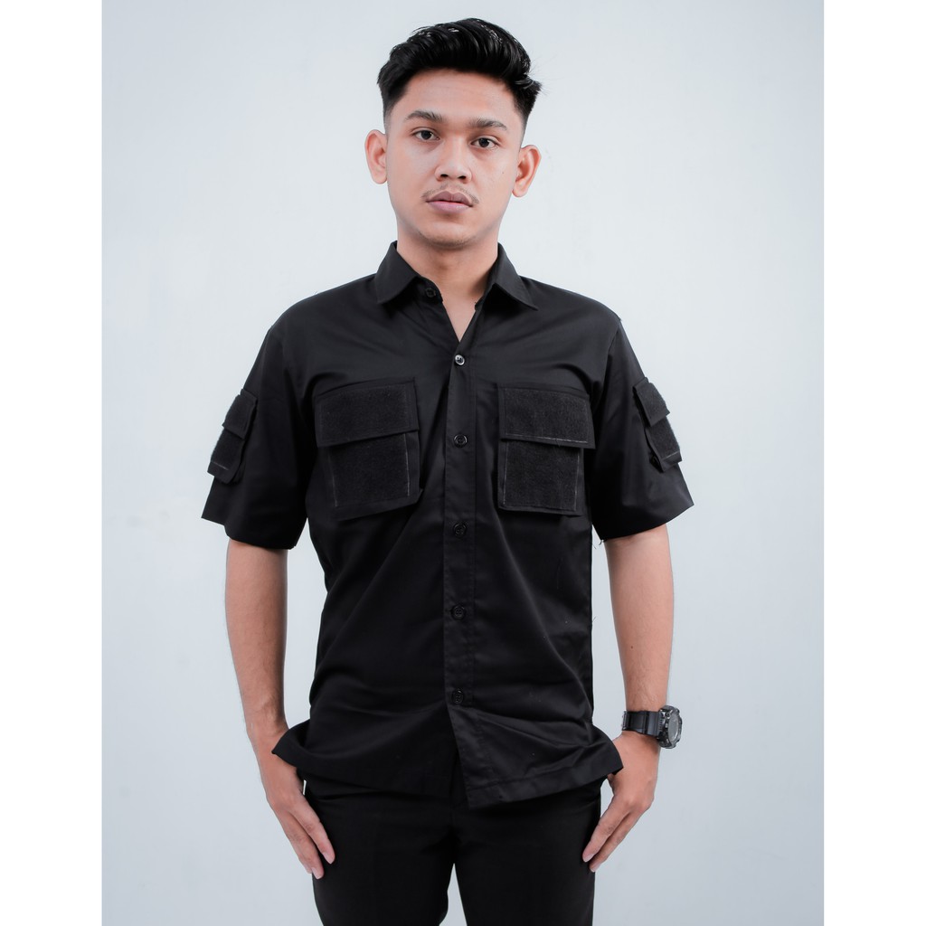 [BISA COD] KEMEJA TACTICAL PRIA LENGAN PENDEK / BAJU TACTICAL LENGAN PENDEK / KEMEJA TACTICAL HITAM