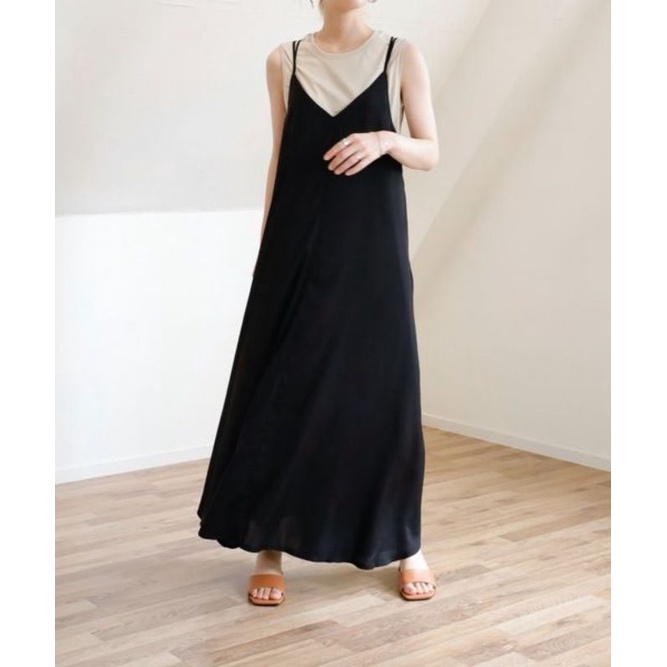 Long Dress Wanita Tali Kecil Gaya Korea Classy Overall