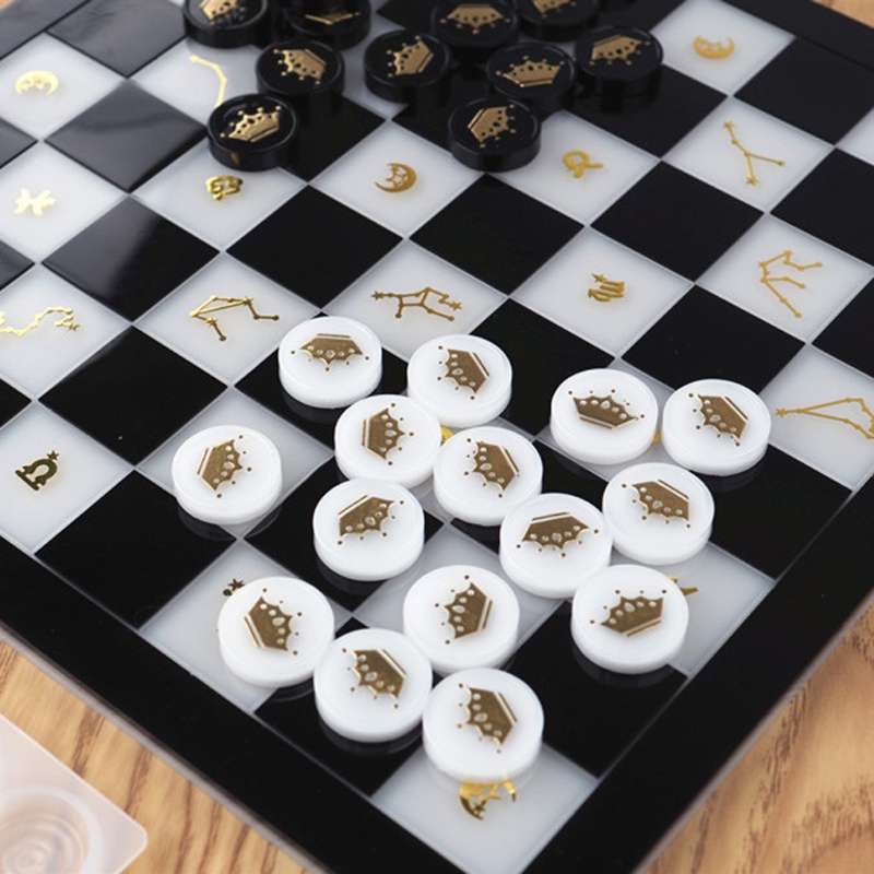 SIY  Handmade Chess Set and Checker Game Board Resin Casting Mold International Checkers Toy Silicone Mould Epoxy Resin Craft