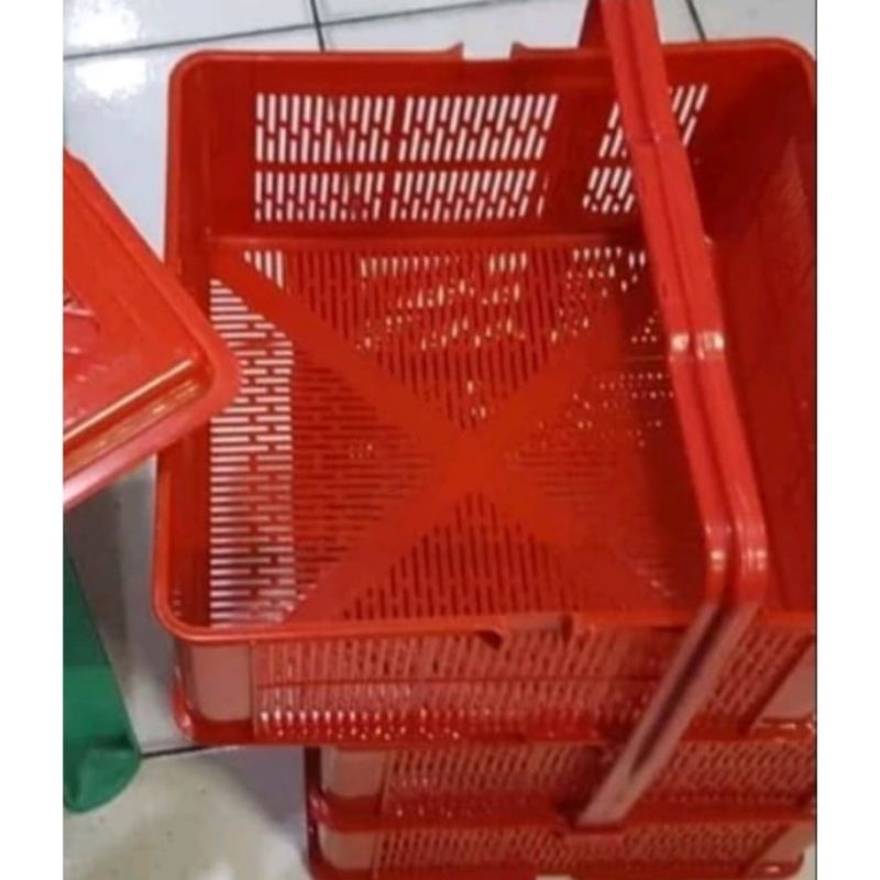 Tenong Merah Tas Keranjang Kue Wadah Makanan Susun 3