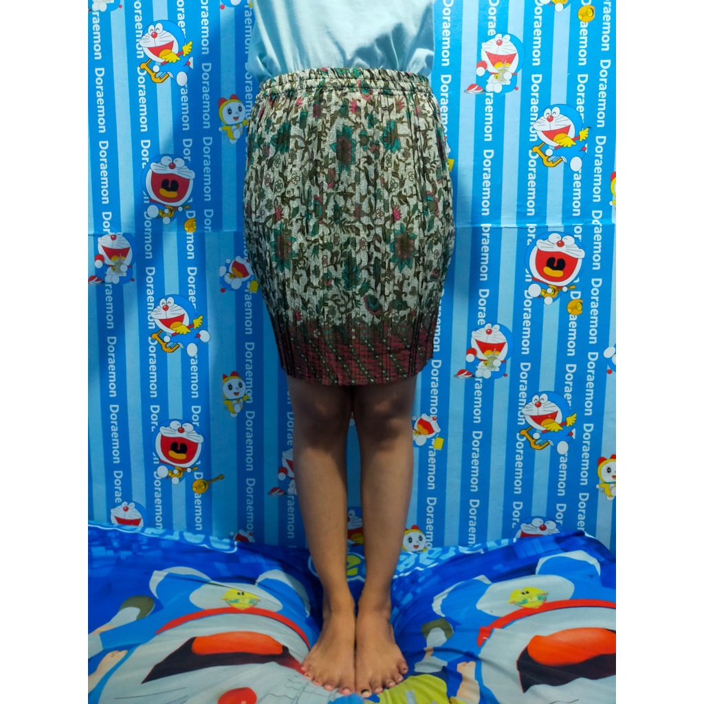 ROK PLISKET PENDEK / ROK KEBAYA BAWAHAN KEBAYA / MOTF TANJUNG HIJAU