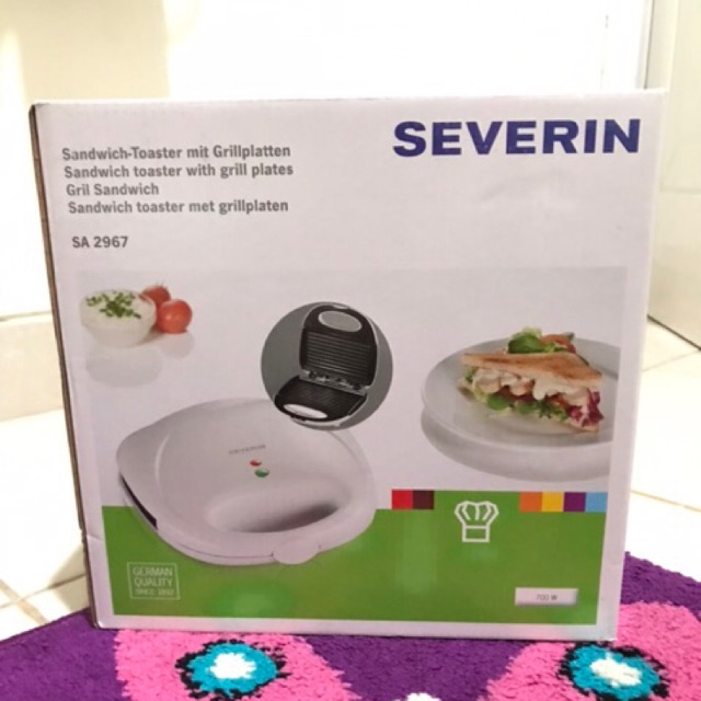 Toaster Sandwich Severin SA 2967 Putih, 1 Slot dengan Indikator Daya