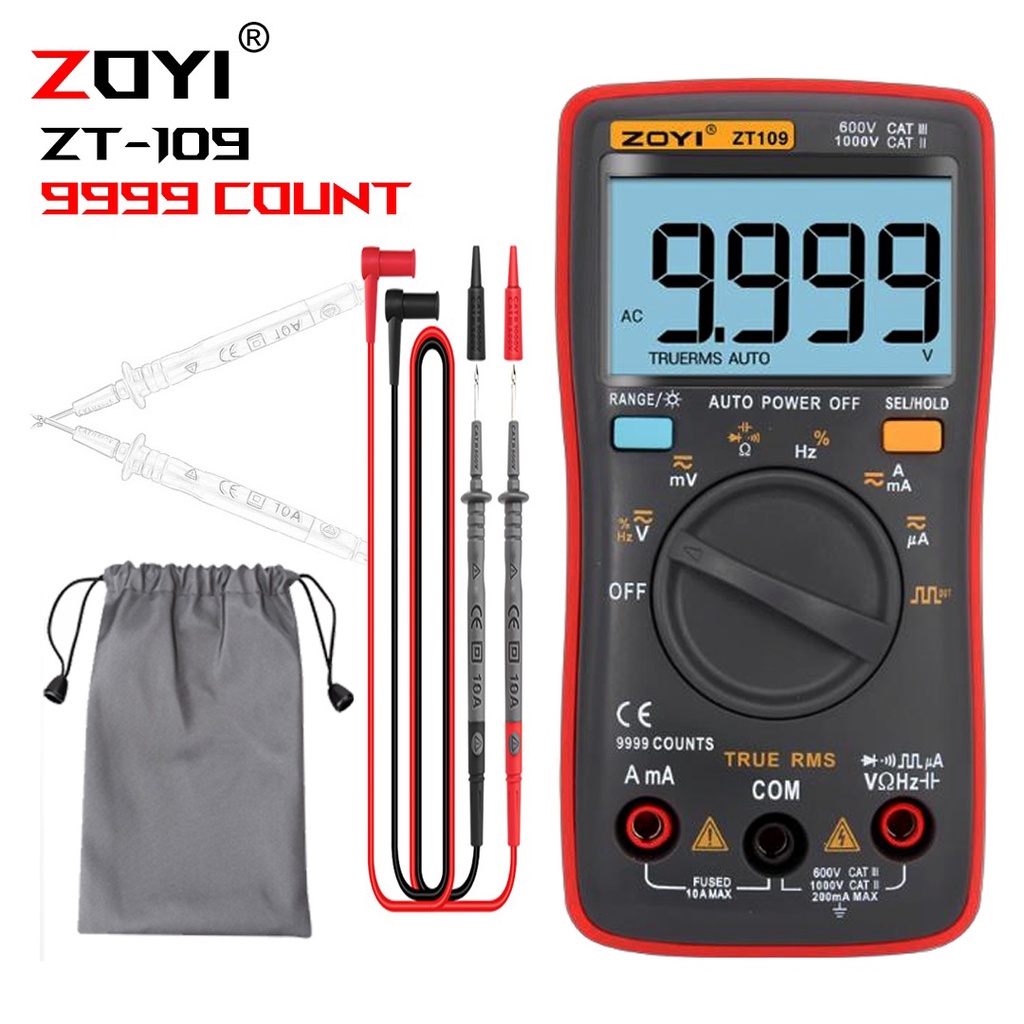 ZOYI ZT109 Digital Multimeter  Professional Auto Range Counts 9999 True RMS AC DC Current  Buzzer