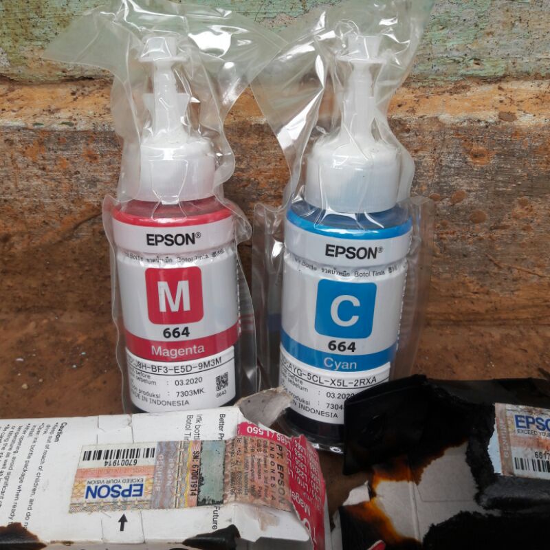 tinta printer epson 664 original tanpa kemasan