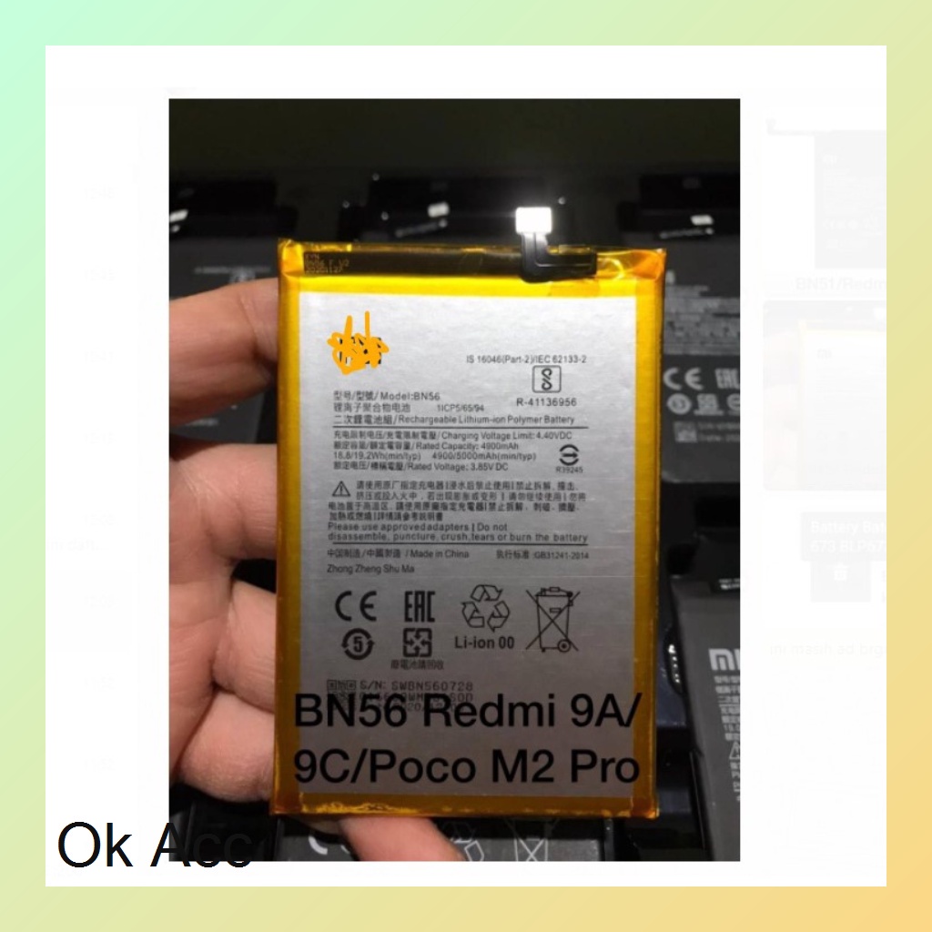 Battery Baterai Redmi 6Pro A2 Lite/BN47, 8 8A/BN51, 9A 9C Poco M2 Pro/BN56, Note 6 Pro/BN48, Note 7 Pro/BN4A, Note 8 Pro/BN4J, Note 9/BN54, Note 9 Pro/BN53