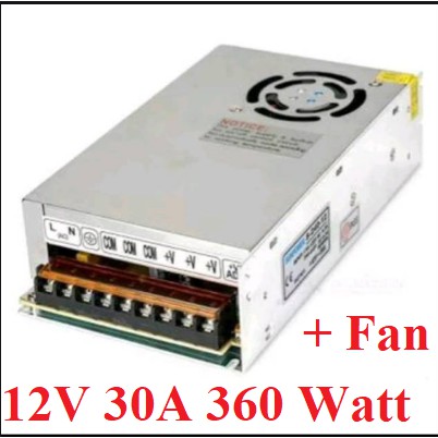 Power Supply Adaptor Switching PSU Jaring LED 30A 12V 30 A 12 V Kipas