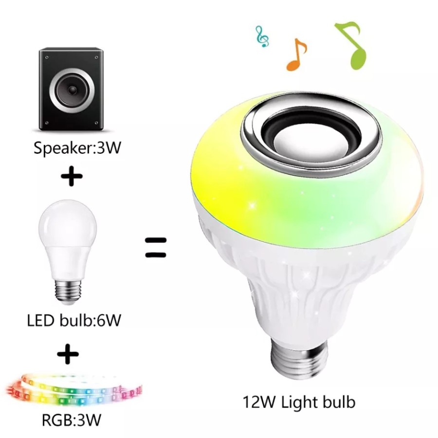 Bohlam Speaker - Musik Bluetooth 2 in 1 -  Lampu LED Speaker Bluetooth
