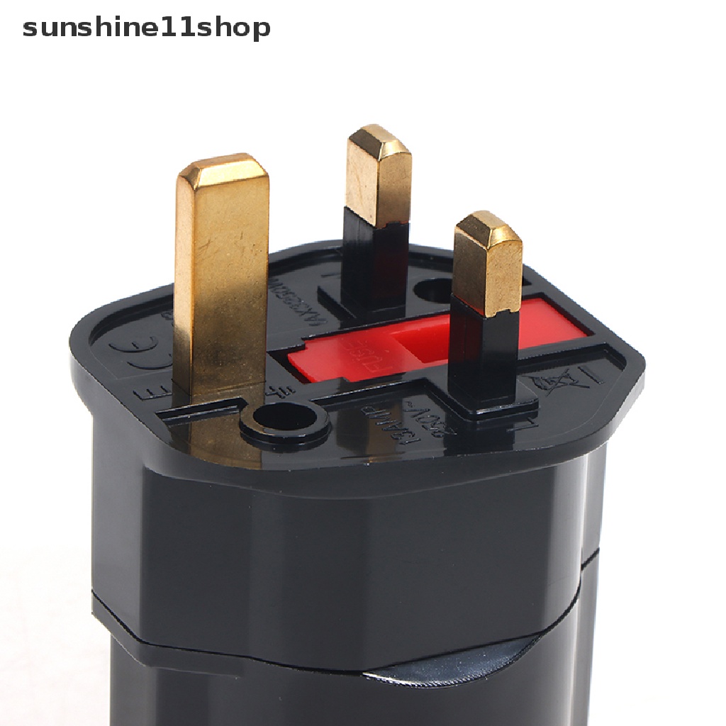 Sho Adapter Konverter Euro 2 Pin Ke UK 3 Pin Plug AC Universal Untuk Travel