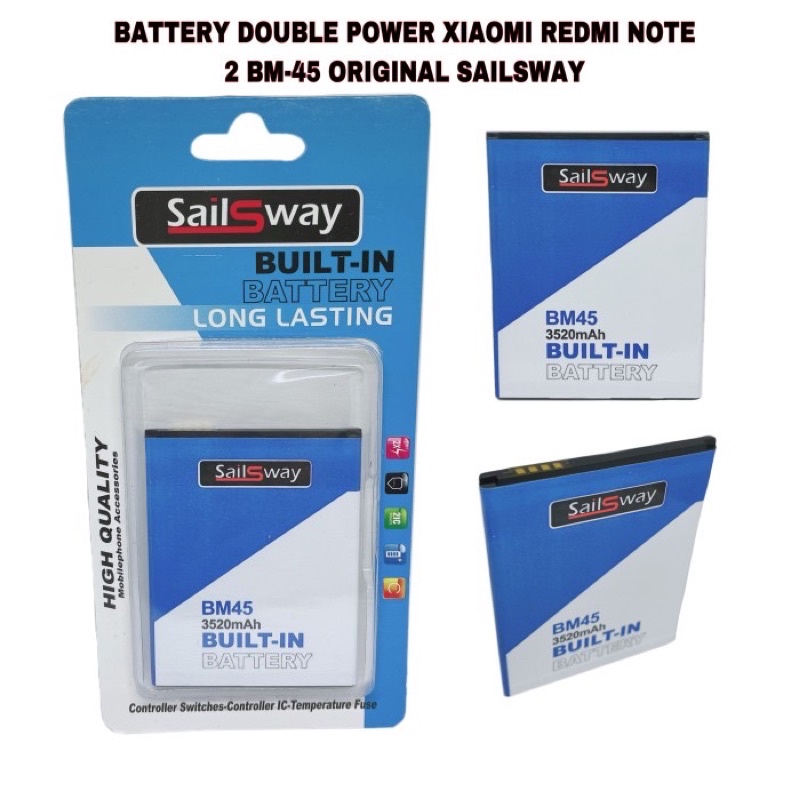 BATTERY DOUBLE POWER XIAOMI REDMI NOTE 2 BM-45 ORIGINAL SAILSWAY