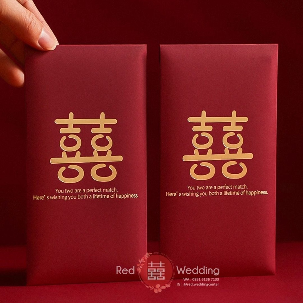 Kantong Amplop Angpao MAROON Wedding Logo Xi Estetik Premium Simple Design Aesthetic Angpau