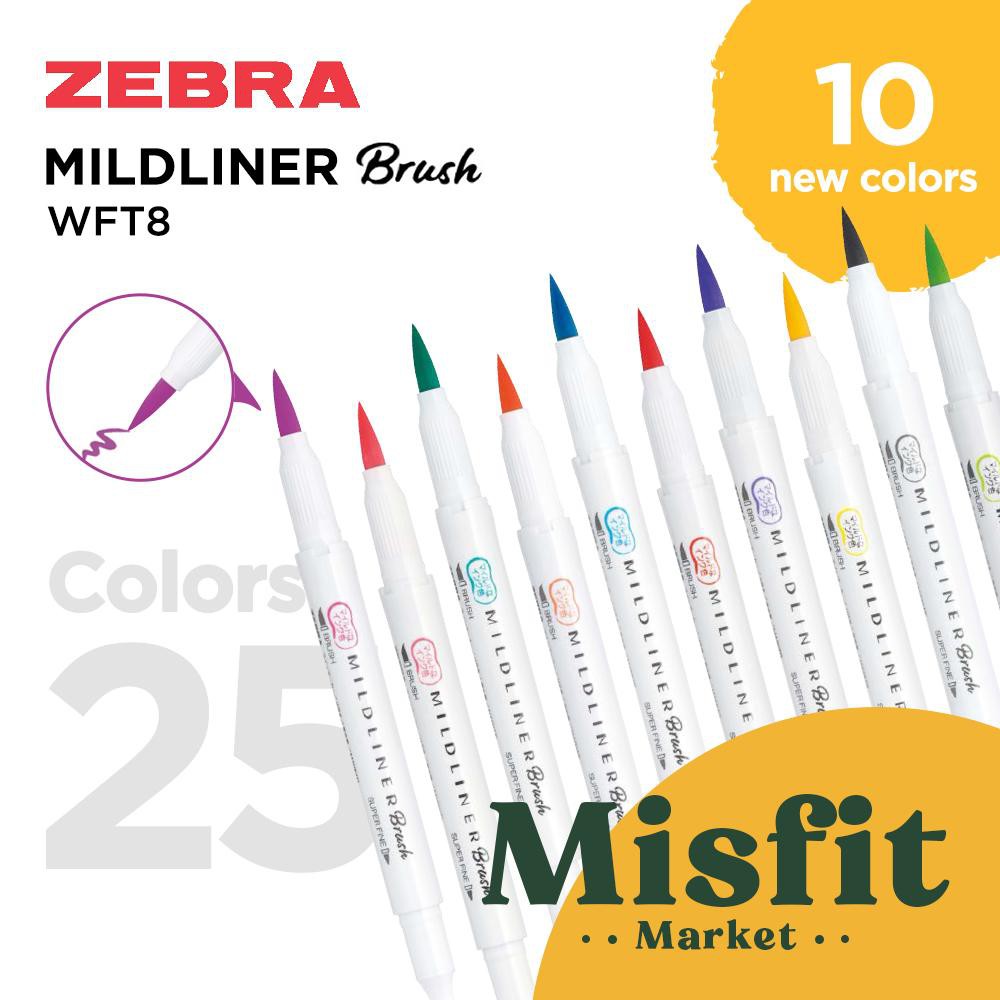 

ZEBRA MILDLINER BRUSH PEN MARKER Double Ended Highlighter Midliner Dual Tip Spidol